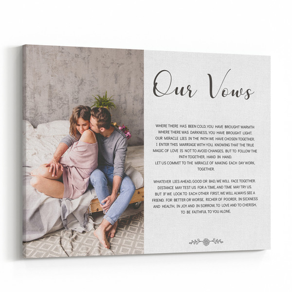 Our Vows Anniversary Wedding Custom Photo Canvas