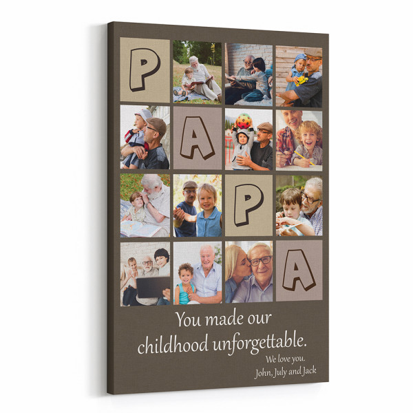 Papa You Made Our Childhood Unforgettable Collage Canvas Print