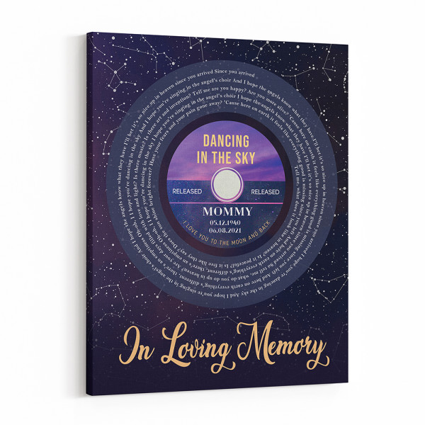 Personalized Memorial Music Canvas Print with Star Map