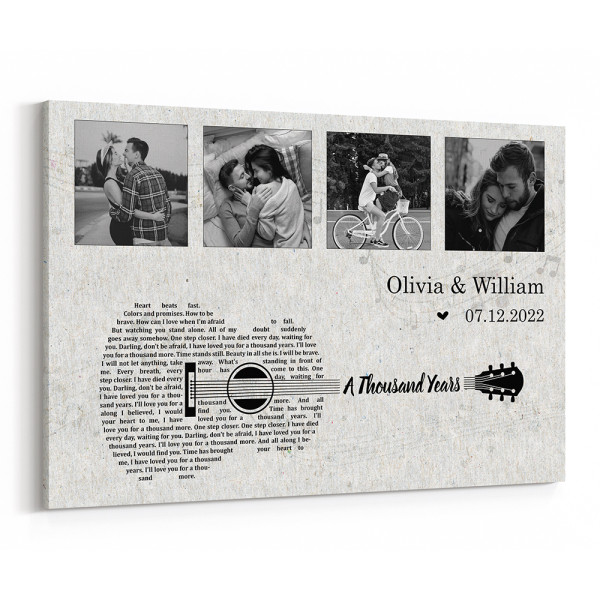 Personalized Song Lyrics Guitar Shaped Canvas Print 365Canvas