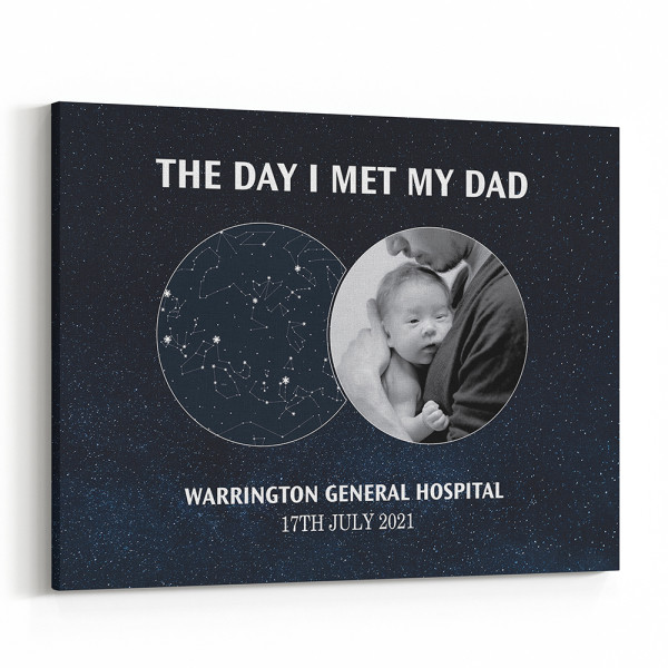 The Day I Met My Dad Custom Star Map Photo Canvas Print