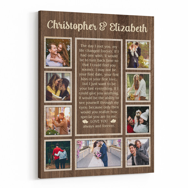 The Day I Met You Valentine’s Day Gift Custom Photo Collage Canvas Print
