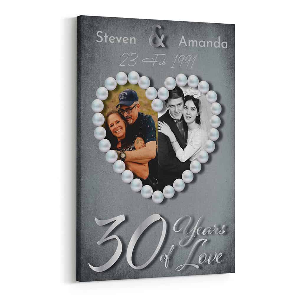 30 Years of Love Pearl Anniversary Photo Canvas