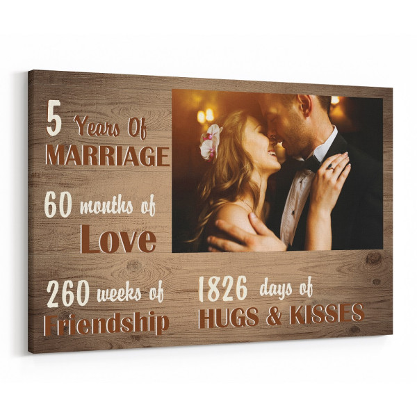 5 Years Of Marriage Custom Photo Canvas Print