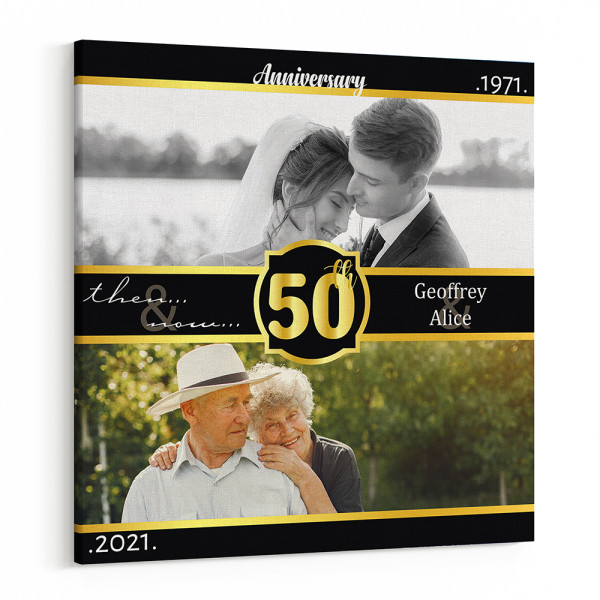 50th Wedding Anniversary Then And Now Photo Canvas Print