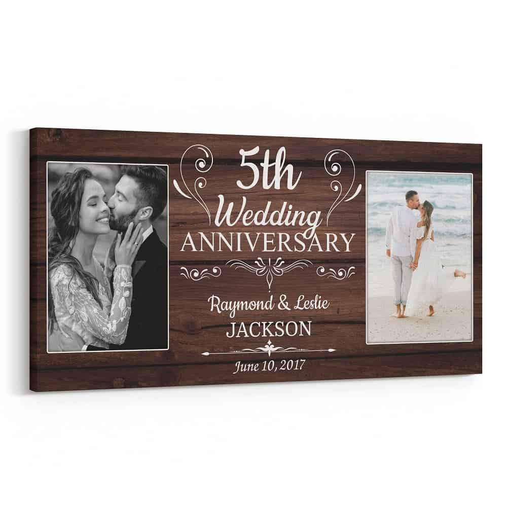 5th Wedding Anniversary Custom 2 Photos Canvas Print