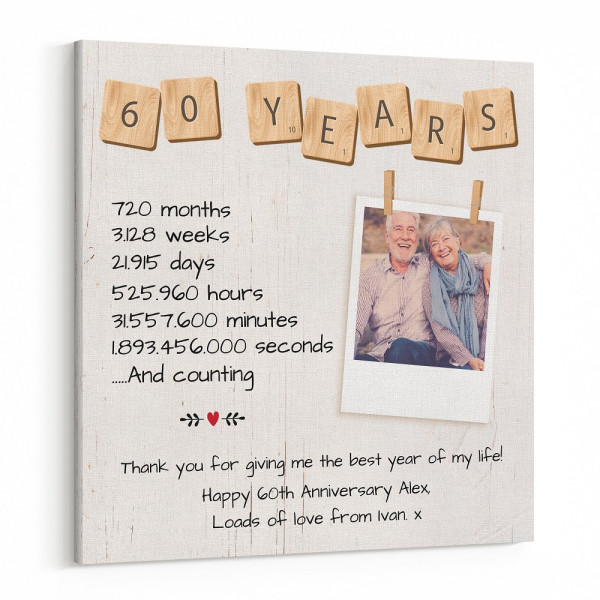 60 Year Anniversary Custom Polaroid Photo Canvas