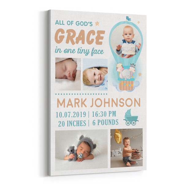 All Of God's Grace in One Tiny Face Custom Photo Canvas Print