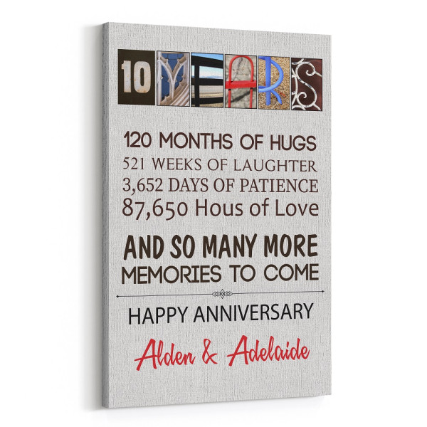 10 Years Happy Anniversary Letter Love Art Canvas Print