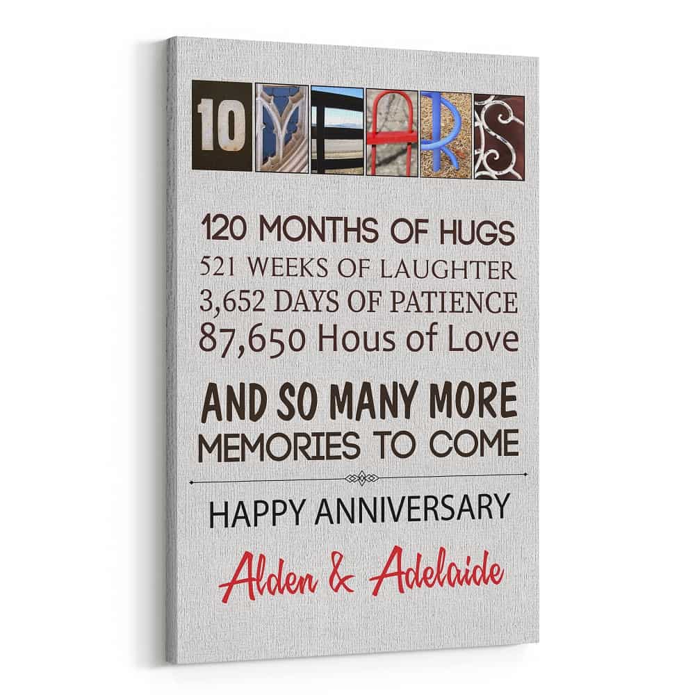 10 Years Happy Anniversary Letter Love Art Canvas Print