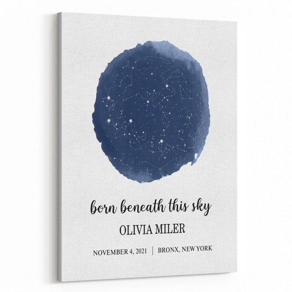 Birthday Custom Star Map Canvas Print