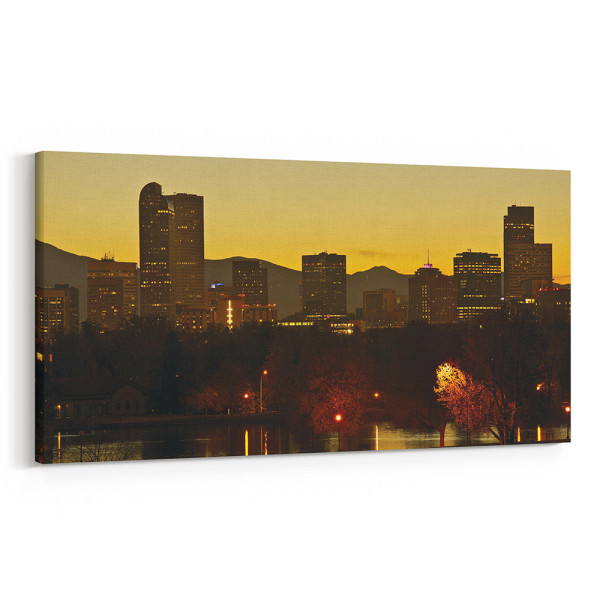 Denver, Colorado Skyline Canvas Wall Art - Collection A