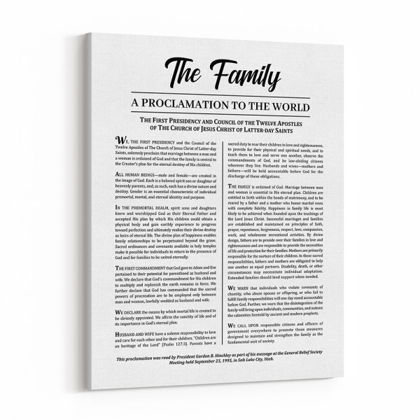 Family Proclamation To The World Canvas Print