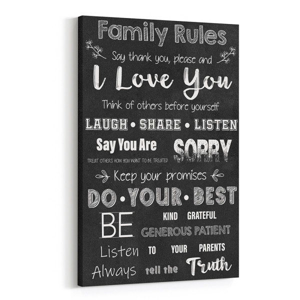 Family Rules Home Decor Canvas Print