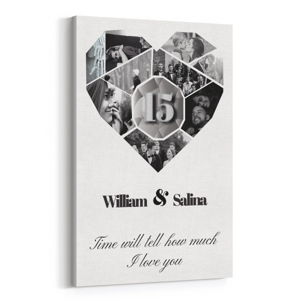 Geometric Heart Photo Collage 15 Years Canvas Print
