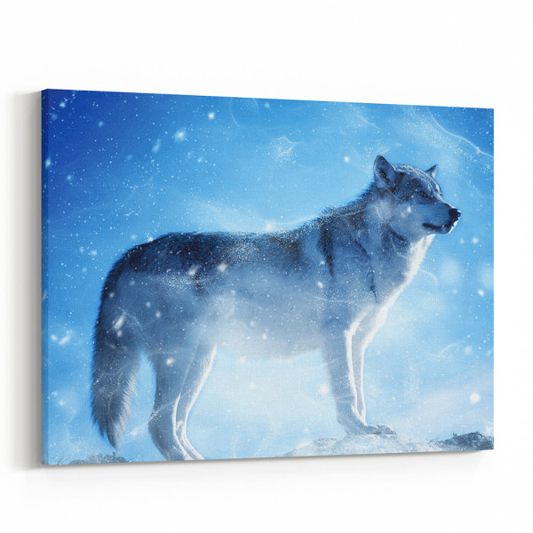 Gray Wolf Standing In Winter Canvas Wall Art