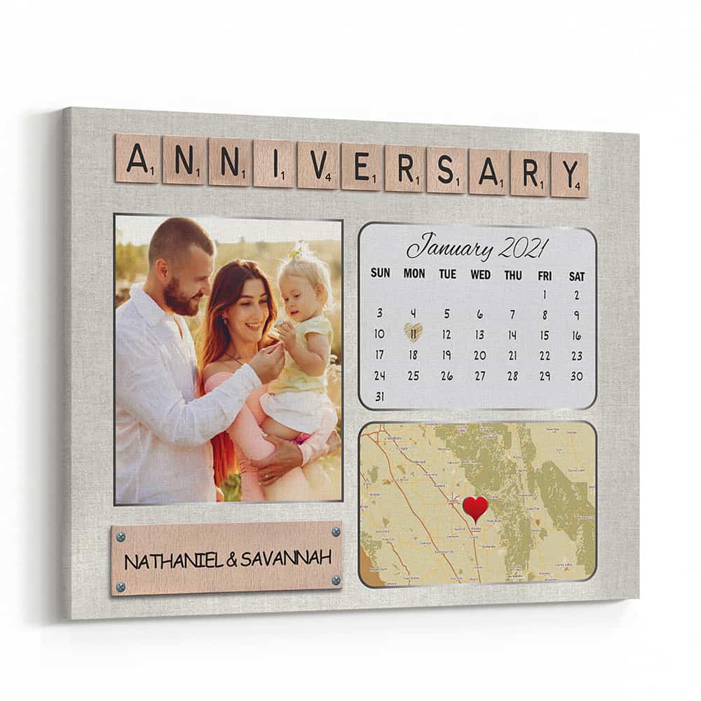 Custom Calendar and Map Photo Canvas Print