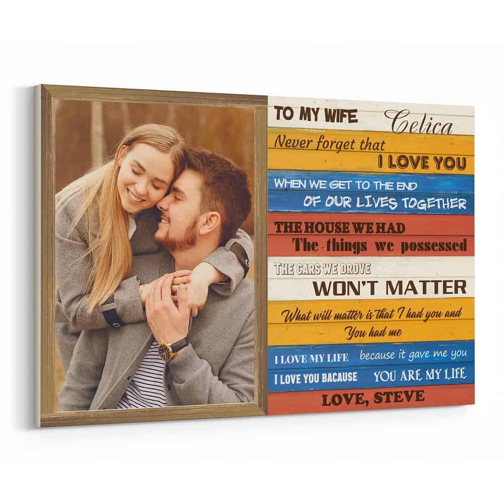To My Wife Never Forget That I Love You Custom Photo Canvas Print