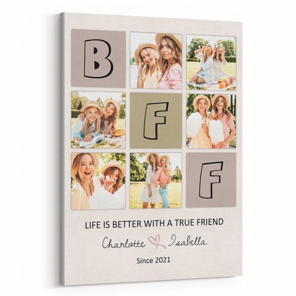 “Life Is Better With A True Friend” BFF Photo Collage Canvas