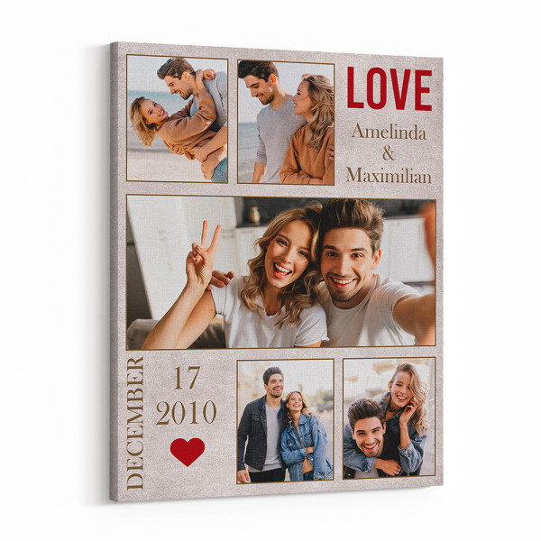 Love Anniversary Collage Photo Canvas Print