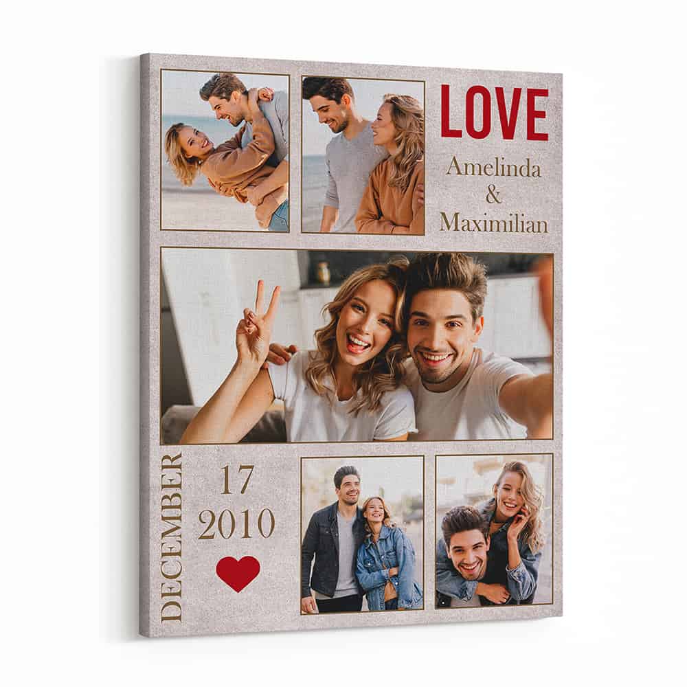 Love Anniversary Collage Photo Canvas Print