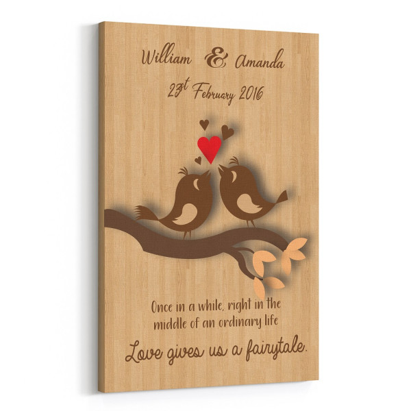 “Love Gives Us A Fairytale” Anniversary Custom Canvas Print