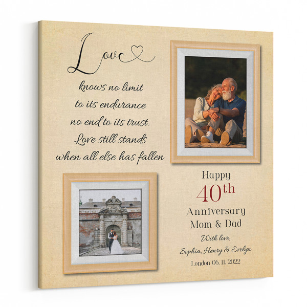 Love Still Stands When All Else Has Fallen (40th) Custom Text and Photo Canvas Print