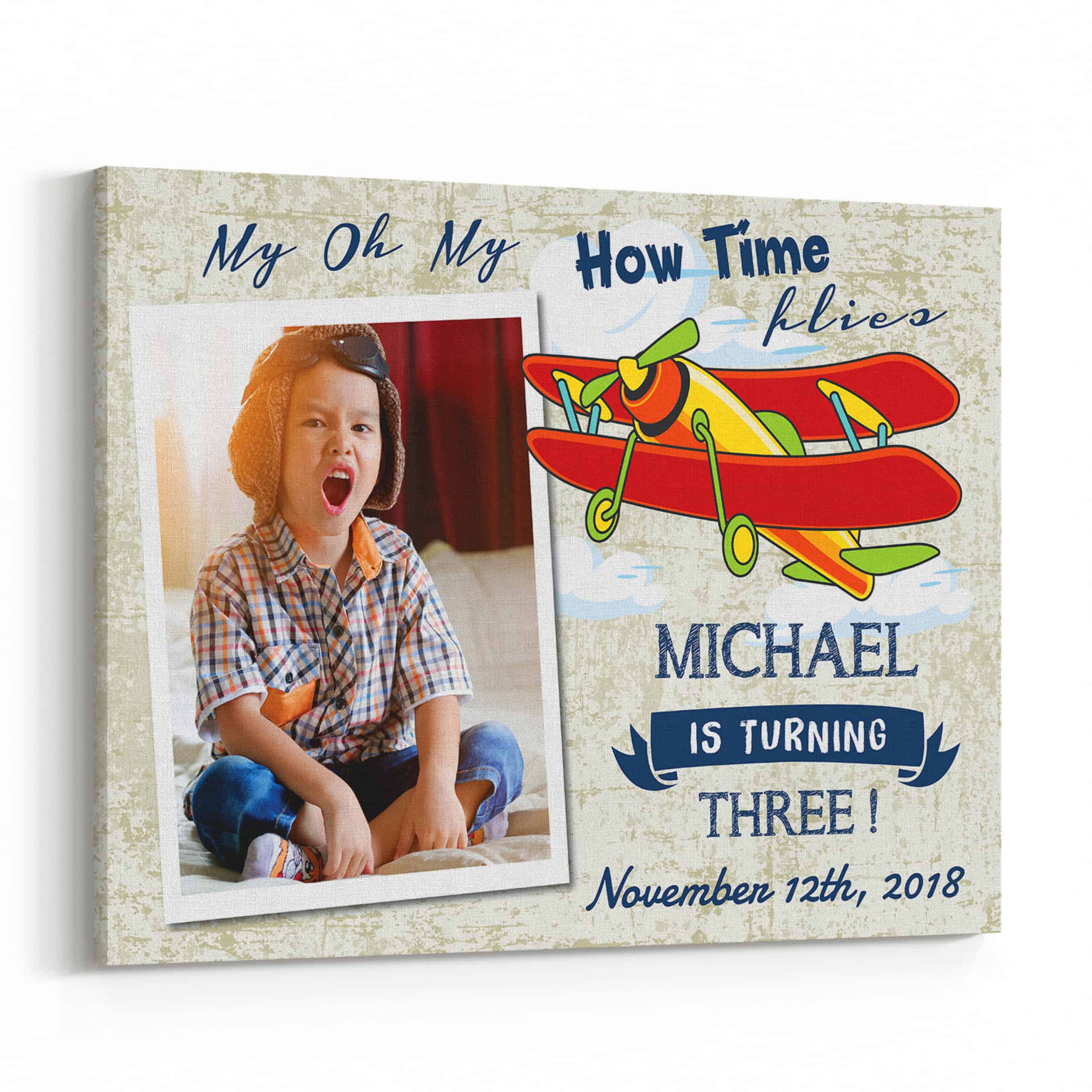My Oh My How Time Flies – Baby Birthday Photo Canvas Print