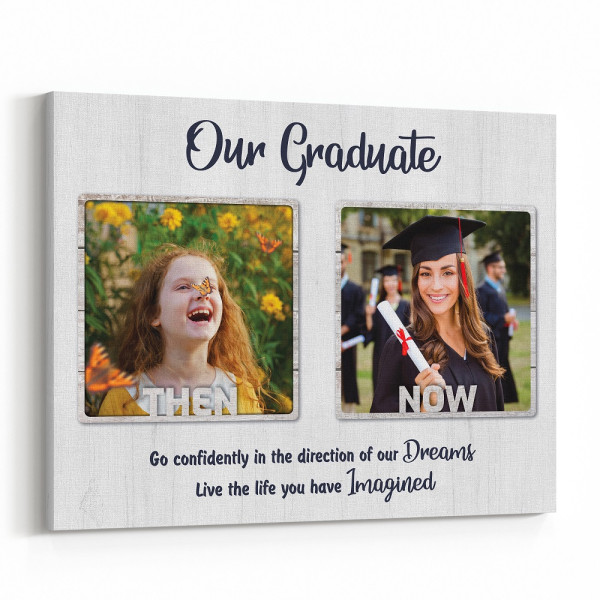 Our Graduate Then and Now 2 Photos Canvas Print