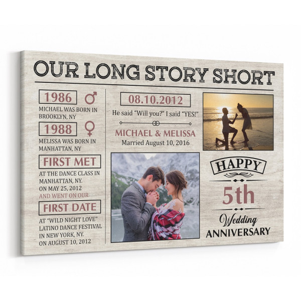 Our Long Story Short Save The Dates (5 Years) Photo Canvas Print