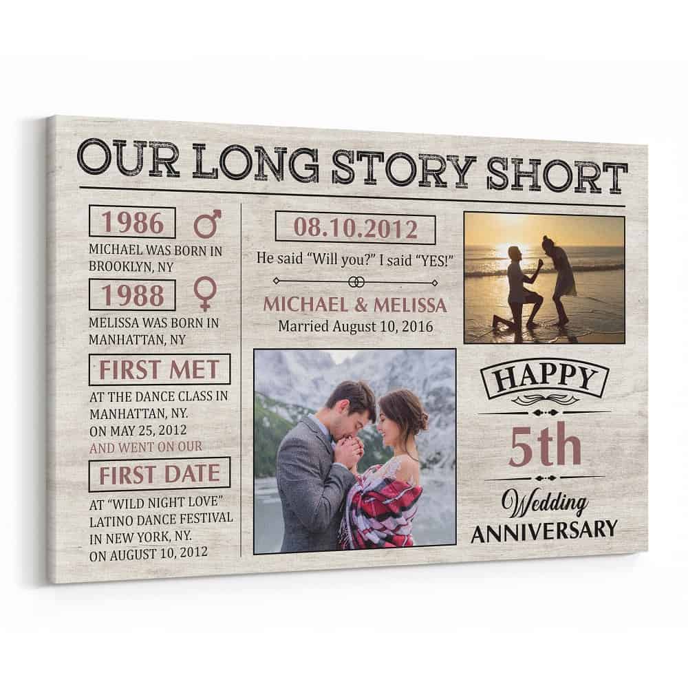 Our Long Story Short Save The Dates (5 Years) Photo Canvas Print