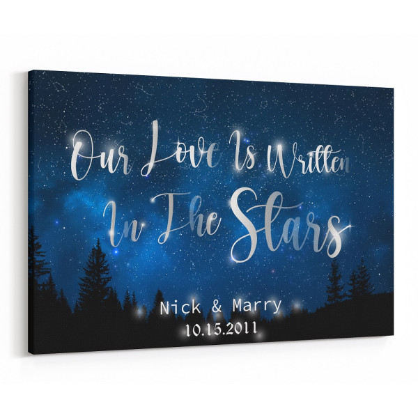 Our Love Is Written In The Stars 10 Years Star Map Canvas Print