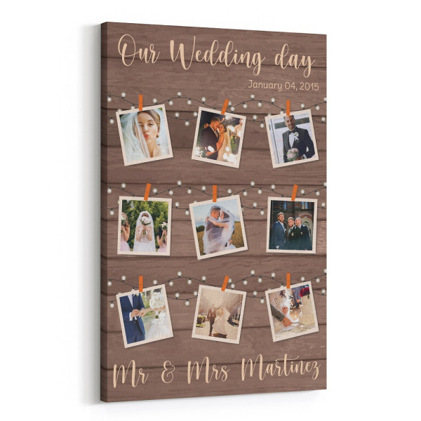 Our Wedding Day Collage Custom Canvas Print