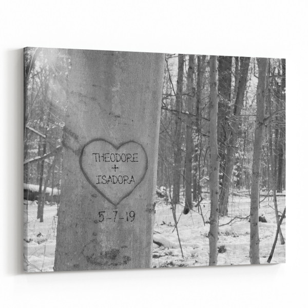 Personalized Carved Tree Canvas Print