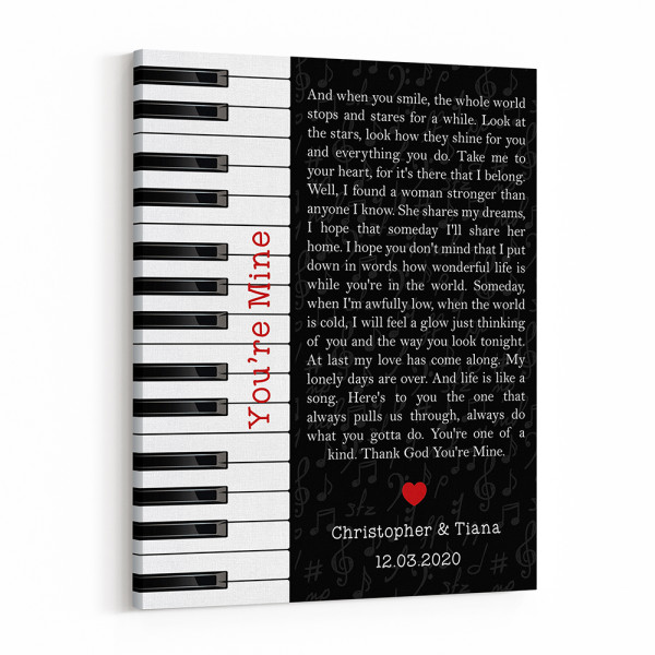 Piano Song Lyrics Custom Canvas Print