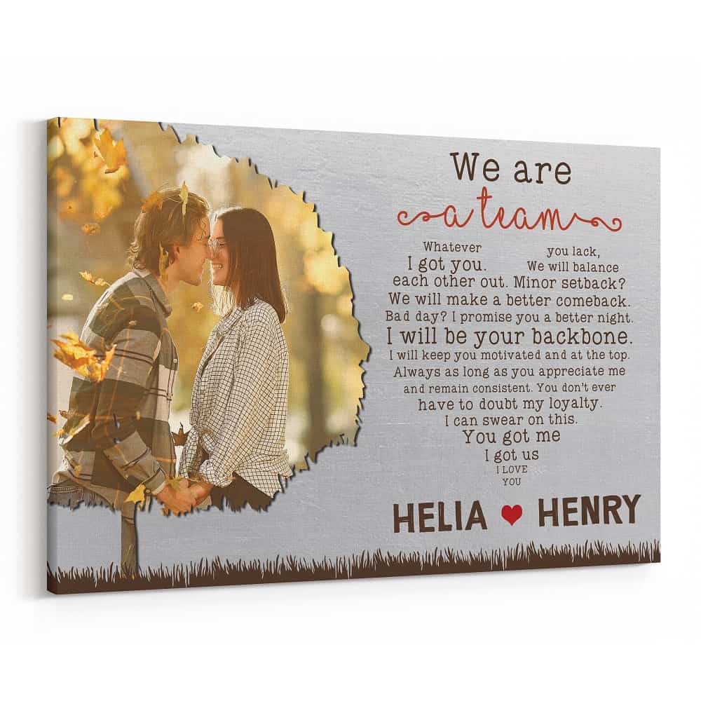 10th Anniversary “We Are A Team” Custom Photo Canvas