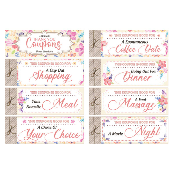 Free Printable Custom Name Coupon for Mom Digital File