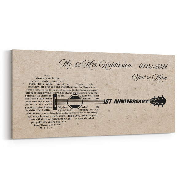 1st Anniversary Song Lyrics Guitar Custom Canvas Print