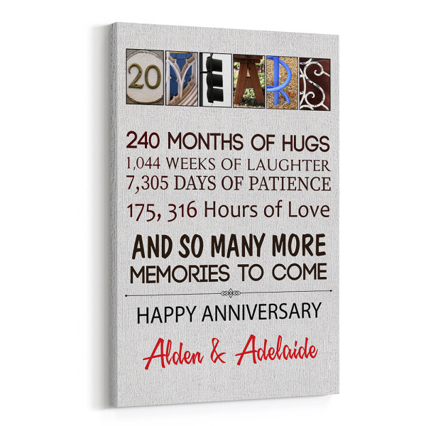 20-Year Anniversary Letter Art Canvas Print