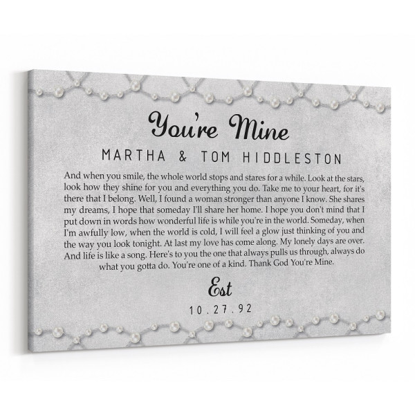 30th Anniversary Pearl Song Lyrics Custom Canvas Print