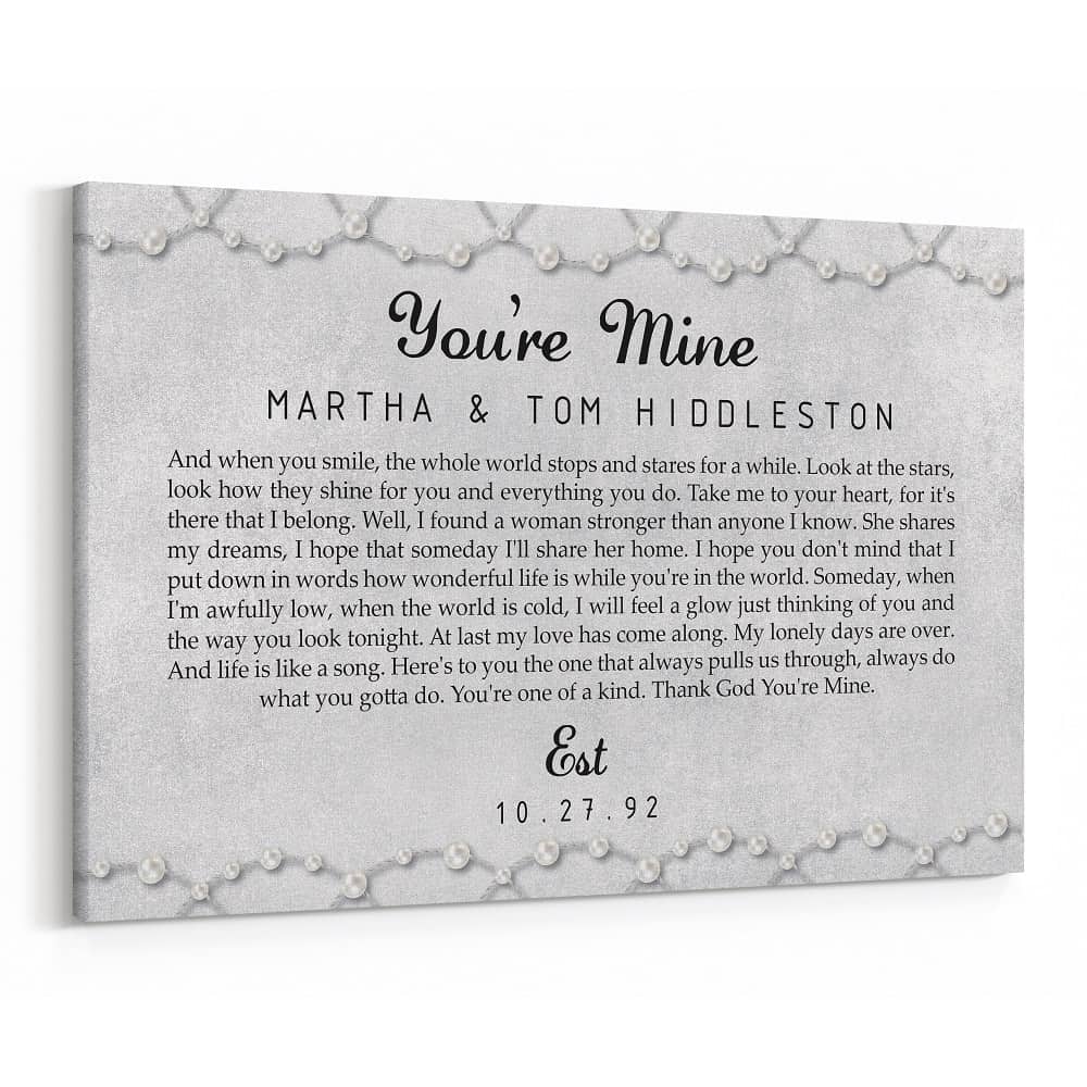 30th Anniversary Pearl Song Lyrics Custom Canvas Print