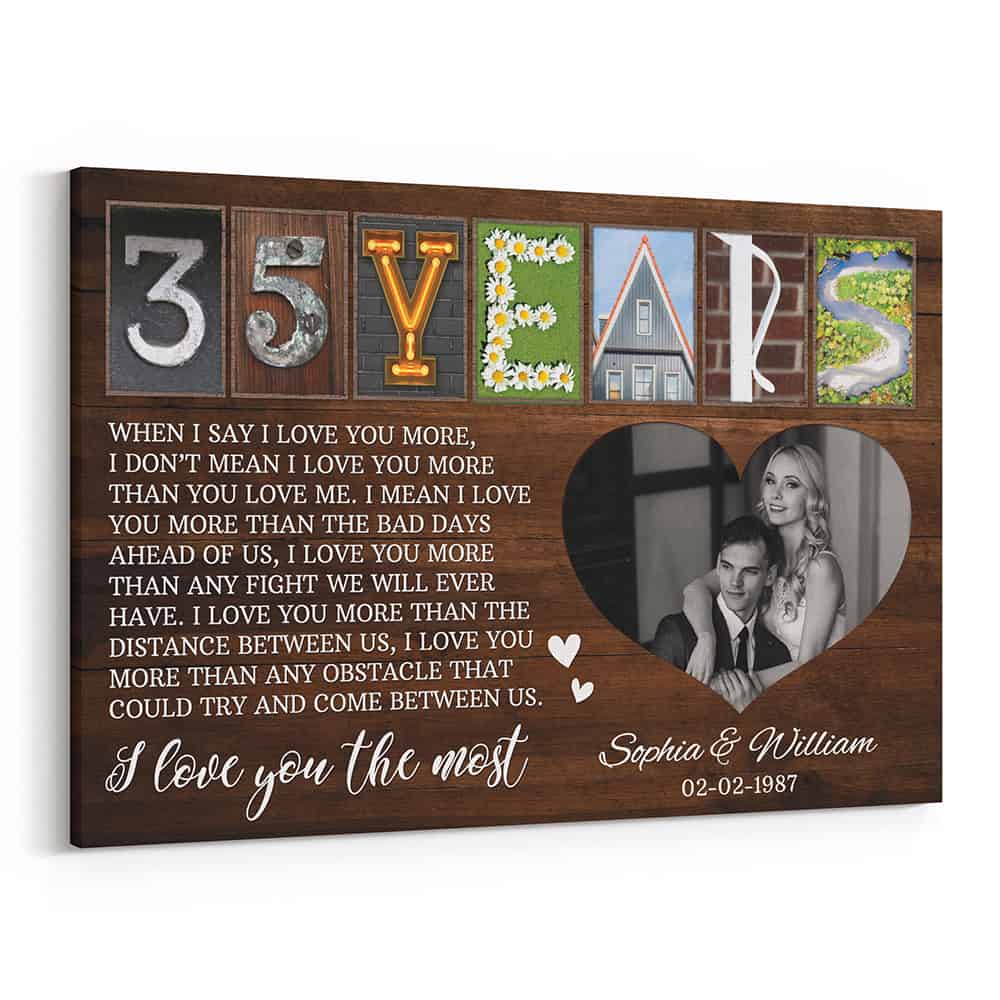 35 Years Letter Art With Photo Canvas Print