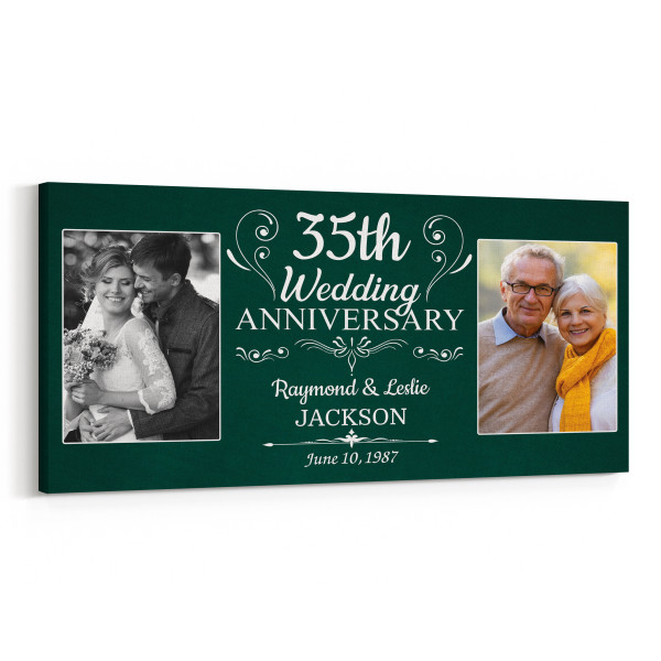 35th Wedding Anniversary Picture Frame Canvas Print