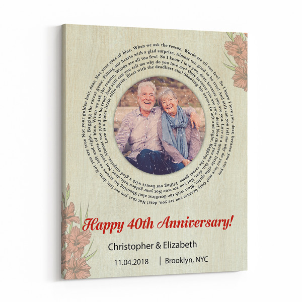 40th Song Lyrics Star Map Custom Canvas Print