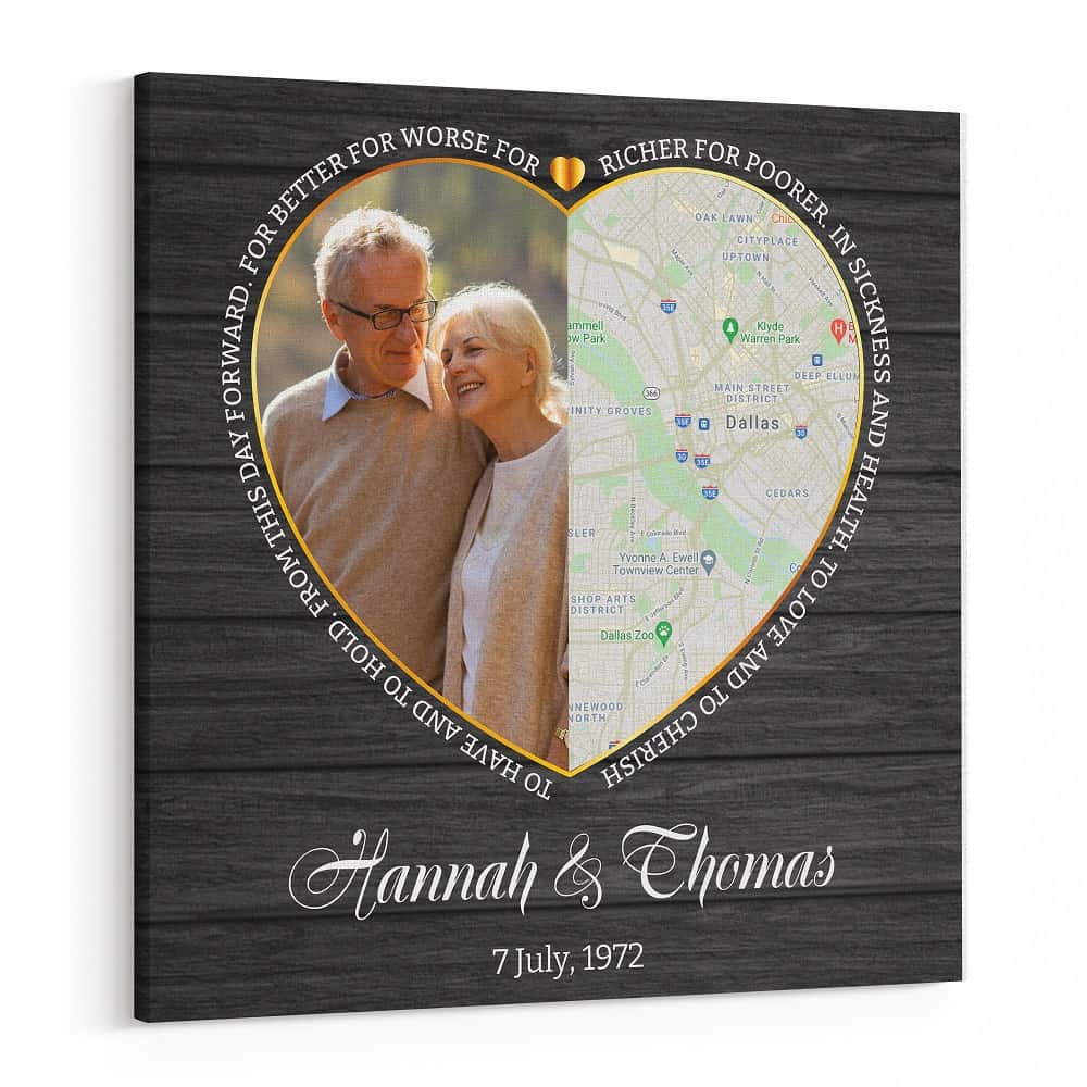 50th Anniversary Custom Photo Map Canvas Print