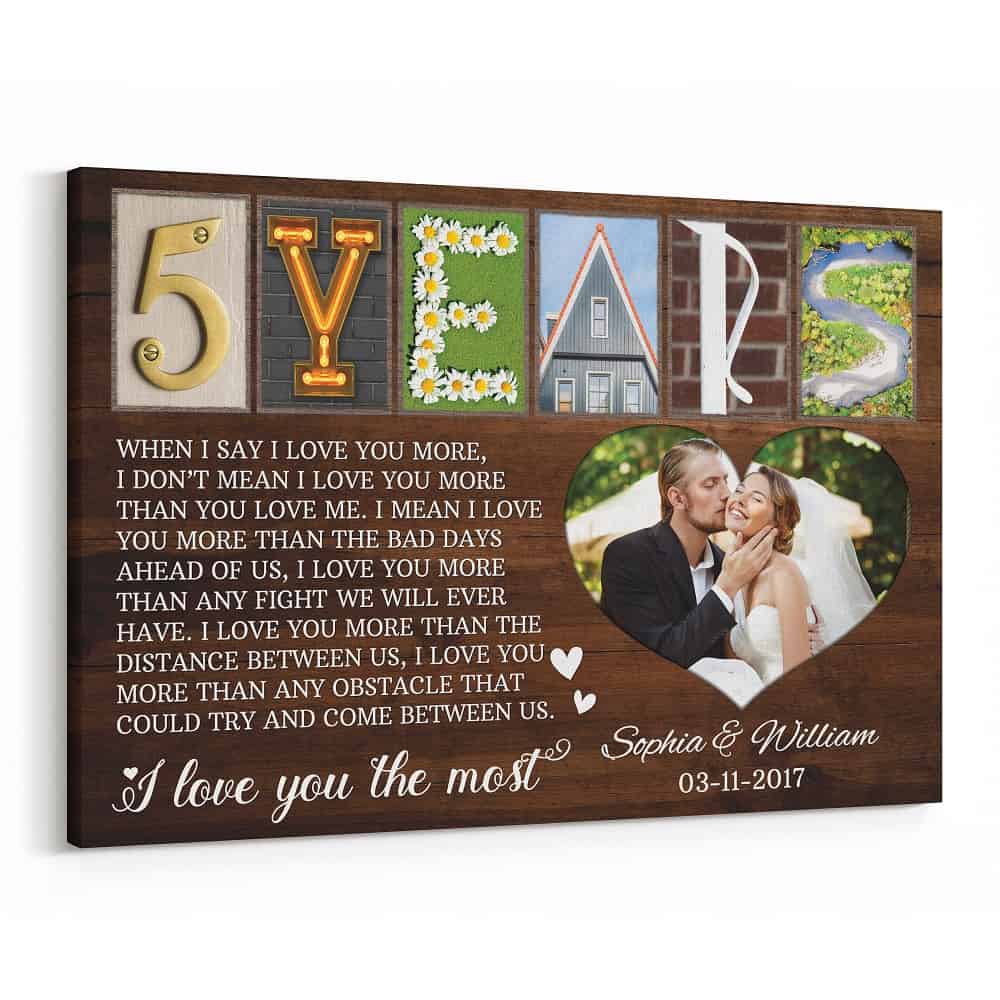 5 Year Anniversary Letter Art Print with Message