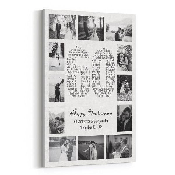 Word Art Song Lyrics 60th Anniversary Photo Collage Canvas