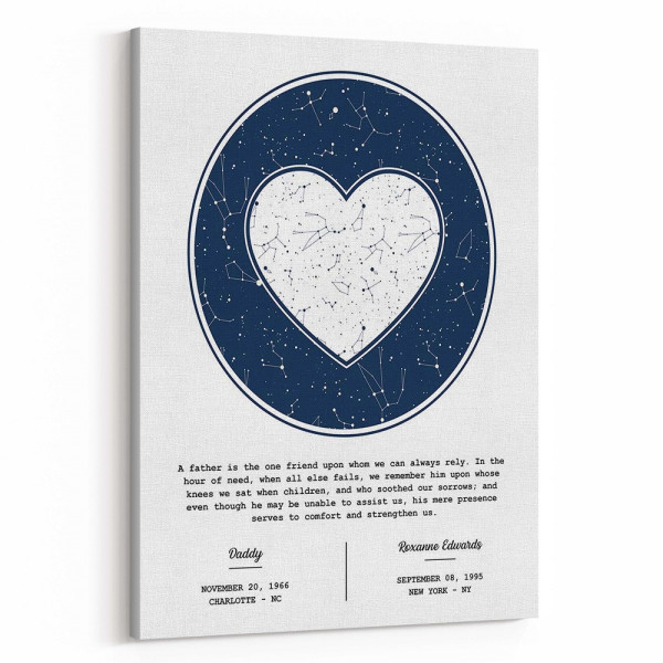 A Father Is The One Friend Upon Whom We Can Always Rely Custom Star Map Canvas Print