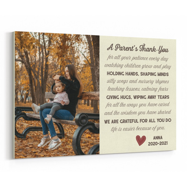 A Parent’s Thank You Poem Custom Canvas Print