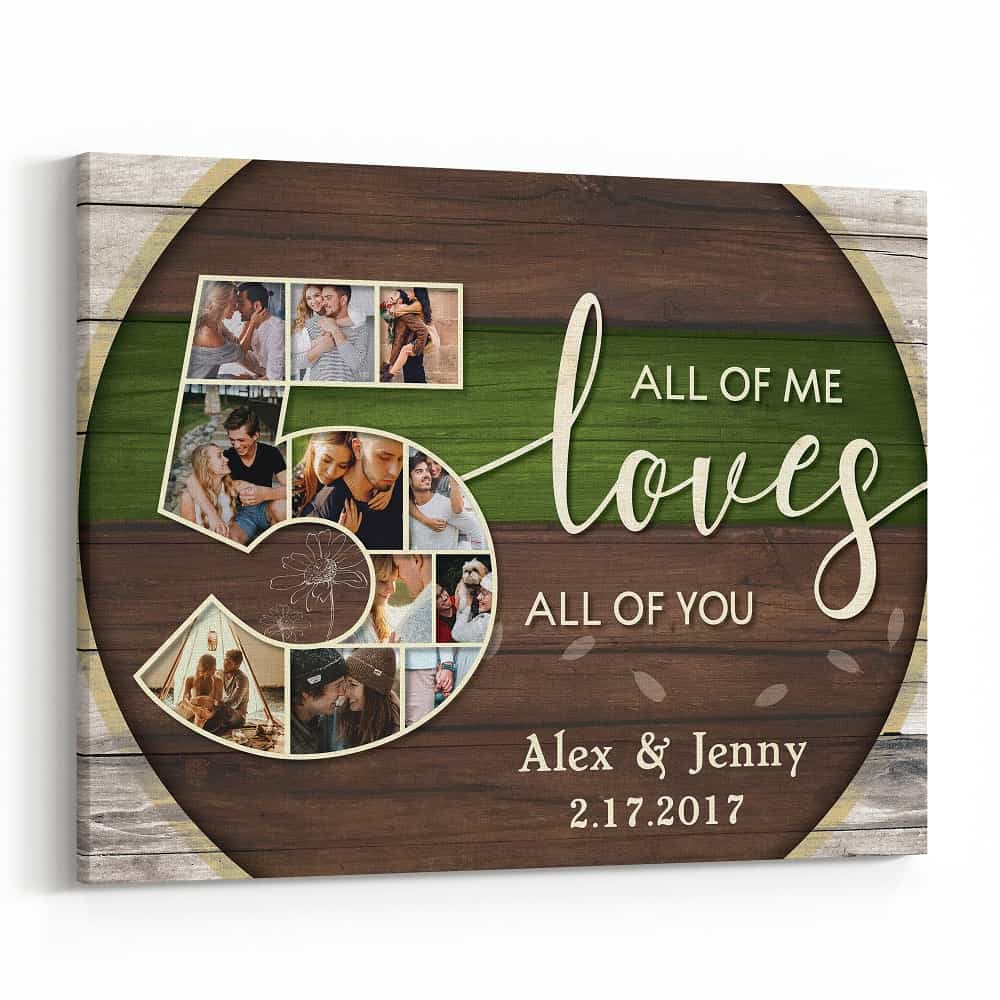 All Of Me All Of You 5th Anniversary Custom Photo Collage Canvas Print